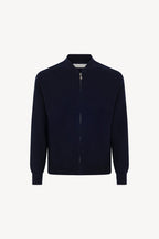 Cardigan a Bomber con Zip in Puro Cashmere Navy