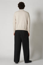 Cardigan a Bomber con Zip in Puro Cashmere Avena
