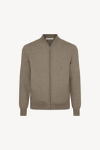 Cardigan a Bomber con Zip in Puro Cashmere Dune