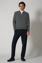 Cardigan a Bomber con Zip in Puro Cashmere Dune