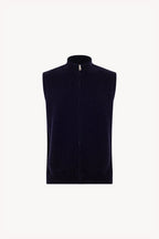 Gilet con Zip in Puro Cashmere Navy