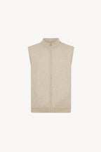 Gilet con Zip in Puro Cashmere Avena