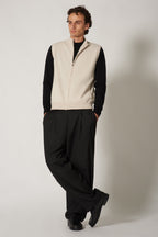 Gilet con Zip in Puro Cashmere Avena