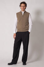Gilet con Zip in Puro Cashmere Dune
