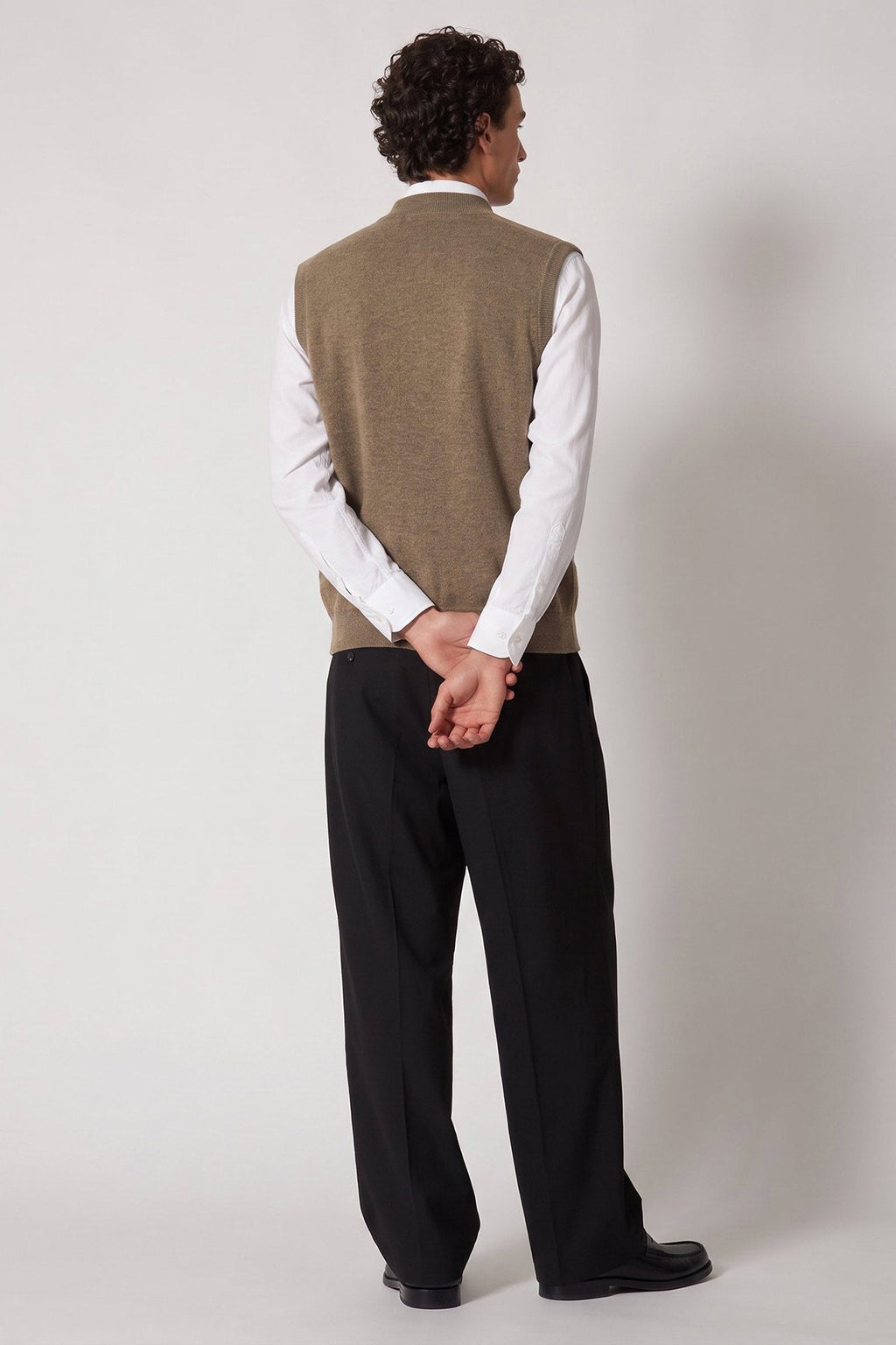Gilet con Zip in Puro Cashmere Dune