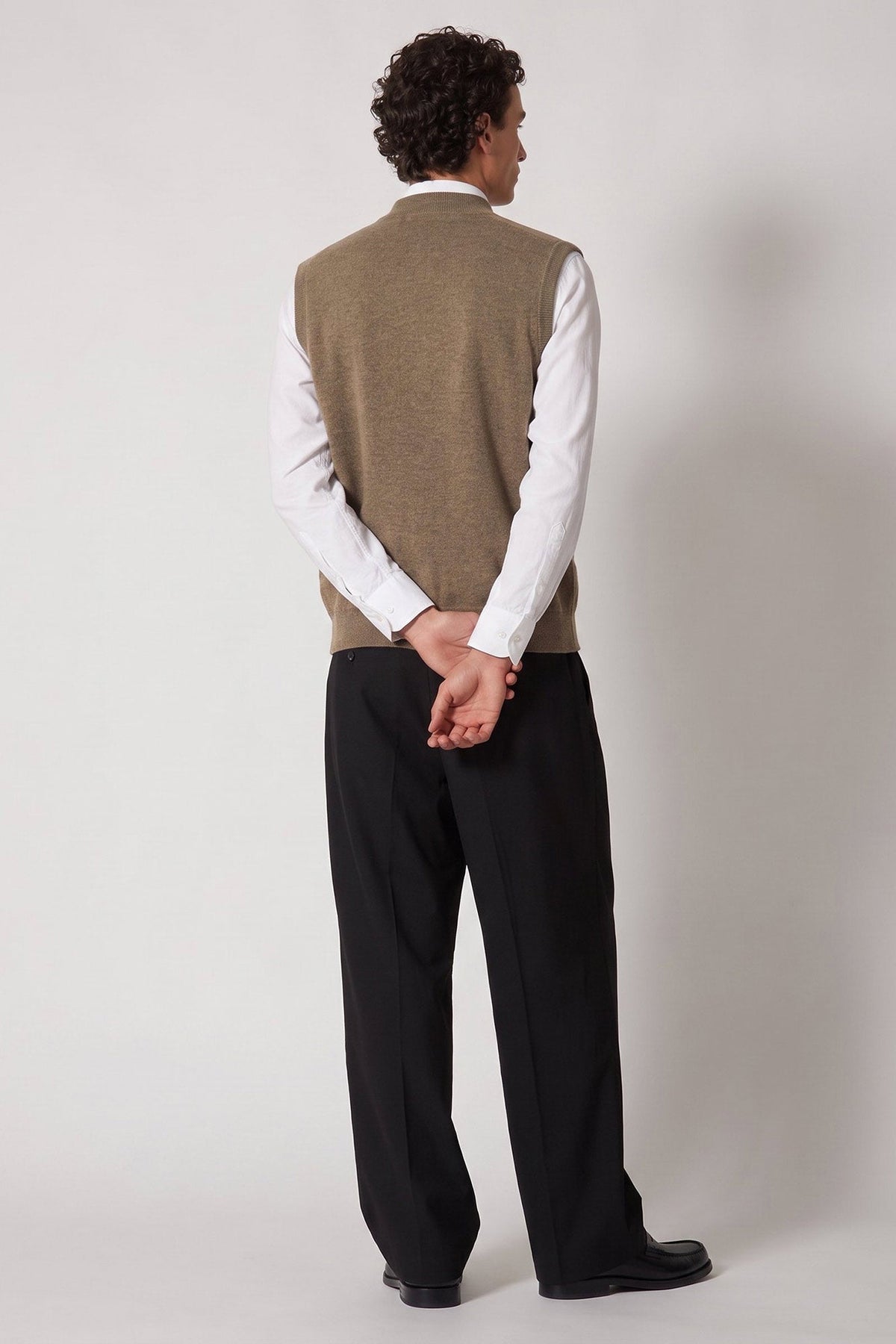 Gilet con Zip in Puro Cashmere Dune
