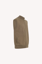 Gilet con Zip in Puro Cashmere Dune