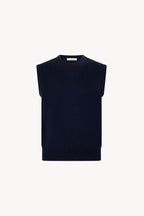 Gilet Girocollo in Puro Cashmere Navy