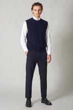 Gilet Girocollo in Puro Cashmere Navy