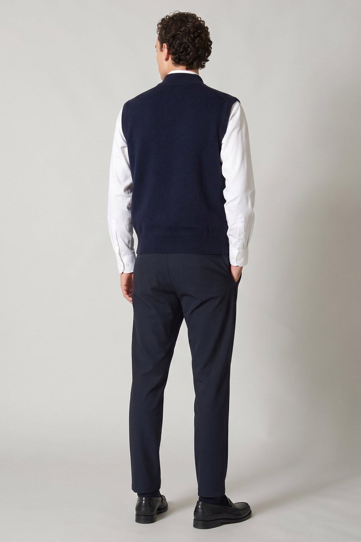 Gilet Girocollo in Puro Cashmere Navy