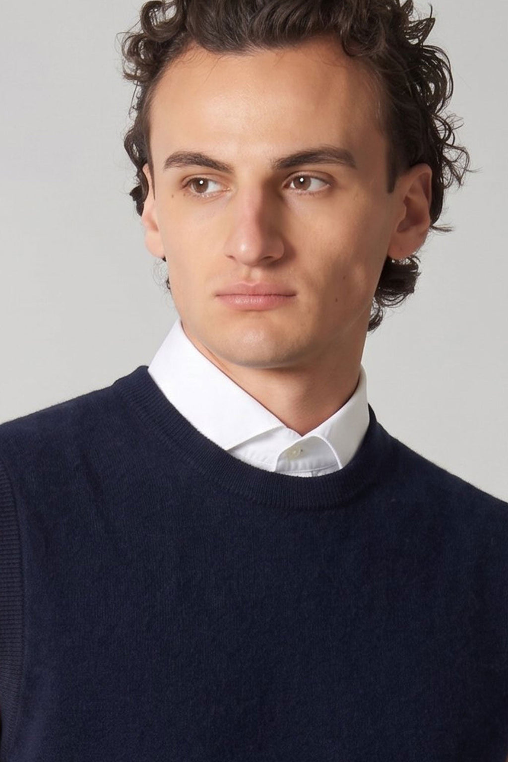 Gilet Girocollo in Puro Cashmere Navy