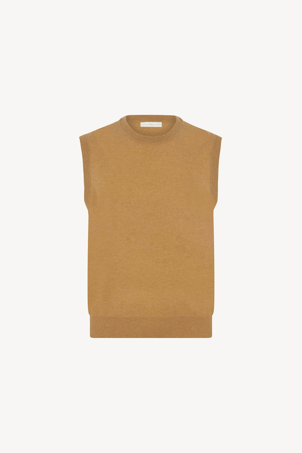 Gilet Girocollo in Puro Cashmere Cammello