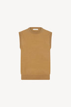 Gilet Girocollo in Puro Cashmere Cammello