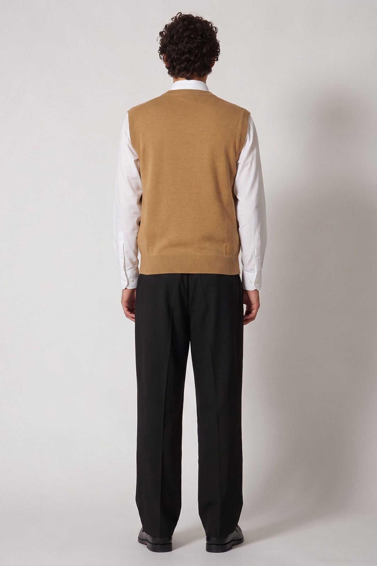 Gilet Girocollo in Puro Cashmere Cammello