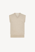 Gilet Scollo a V in Puro Cashmere Avena