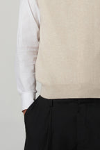 Gilet Scollo a V in Puro Cashmere Avena