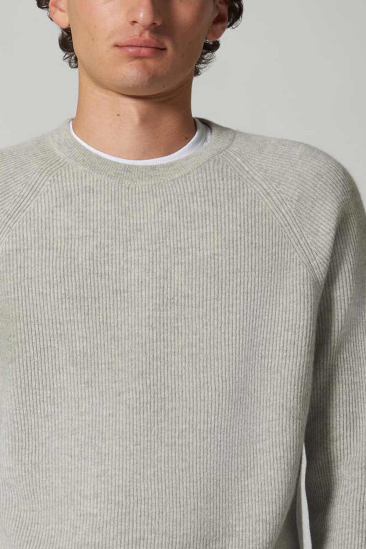 Girocollo a Costa Inglese in Puro Cashmere Pomice