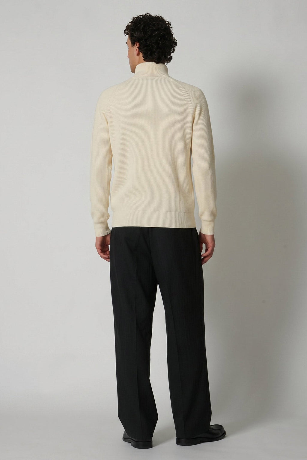 Cardigan con Zip a Costa Inglese in Puro Cashmere Latte
