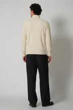 Cardigan con Zip a Costa Inglese in Puro Cashmere Latte