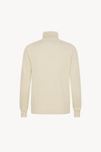 Cardigan con Zip a Costa Inglese in Puro Cashmere Latte