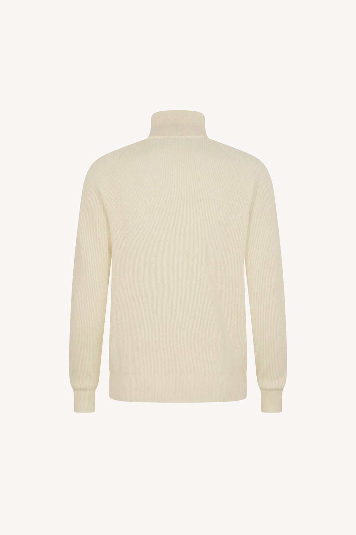Cardigan con Zip a Costa Inglese in Puro Cashmere Latte