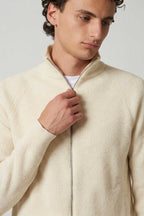 Cardigan con Zip a Costa Inglese in Puro Cashmere Latte