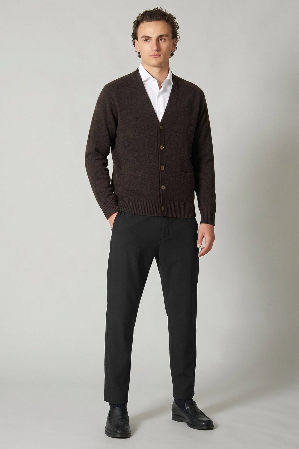 Cardigan 4 Fili in Puro Cashmere Mocha