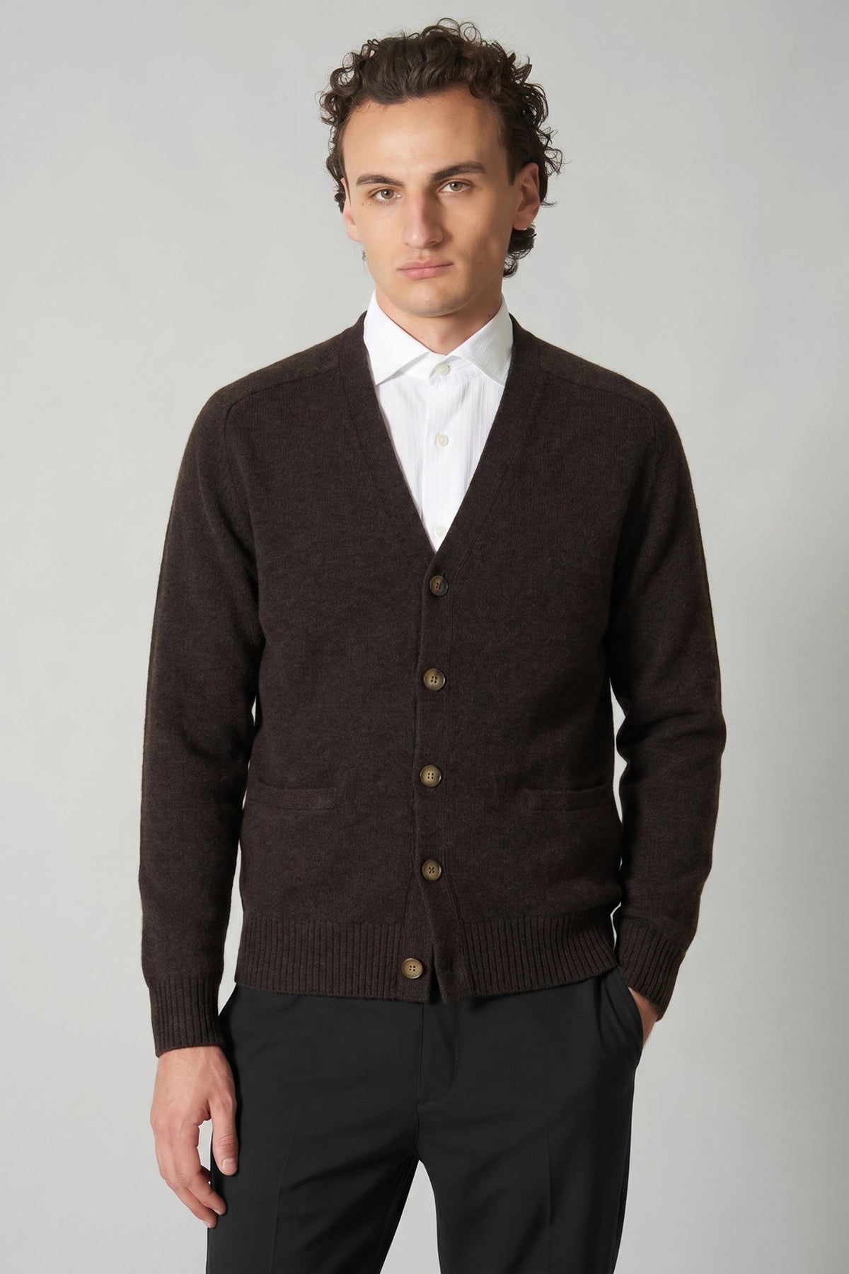 Cardigan 4 Fili in Puro Cashmere Mocha