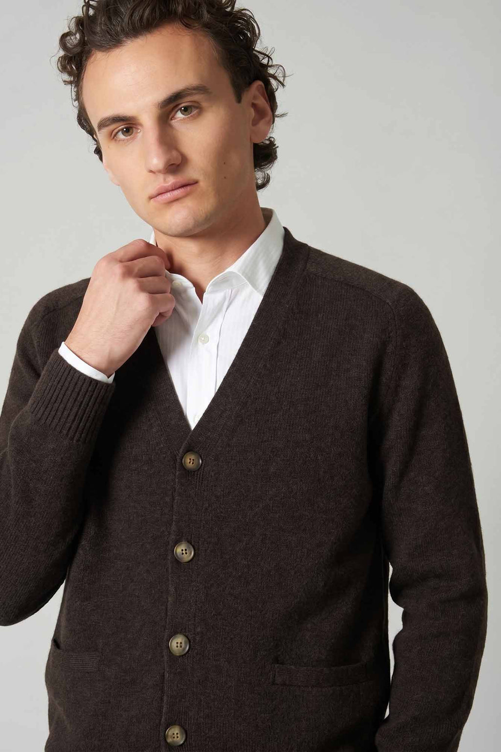Cardigan 4 Fili in Puro Cashmere Mocha