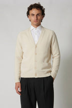 Cardigan 4 Fili in Puro Cashmere Latte