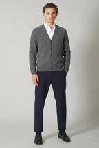 Cardigan 4 Fili in Puro Cashmere Silver