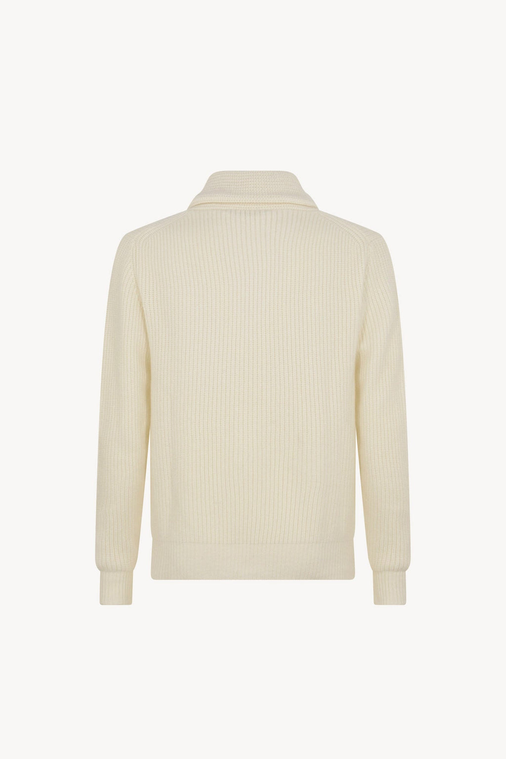 Cardigan Collo a Scialle a Costa Inglese in Puro Cashmere Latte