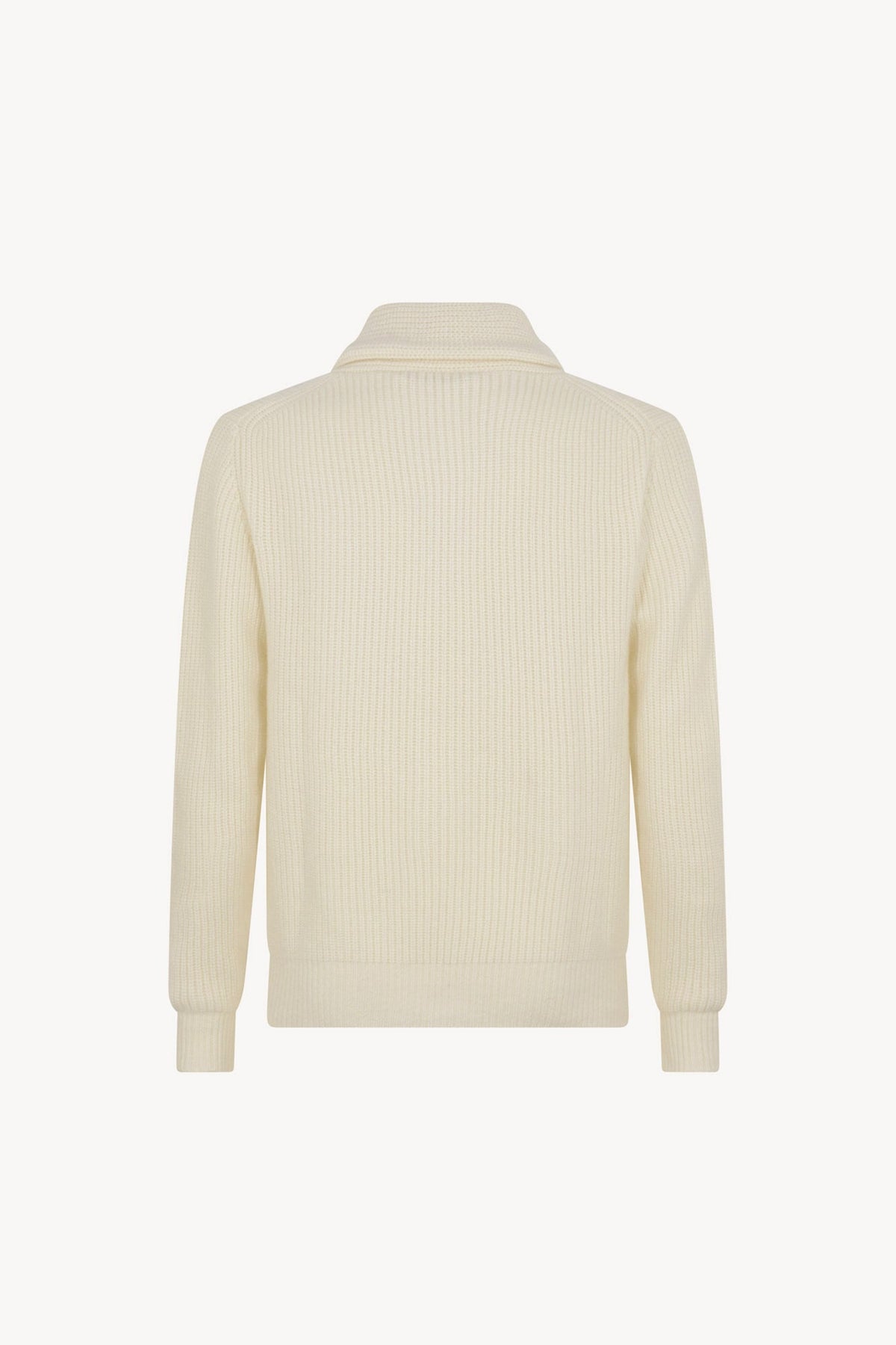Cardigan Collo a Scialle a Costa Inglese in Puro Cashmere Latte