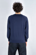 Felpa Girocollo in Cotone Cashmere Navy