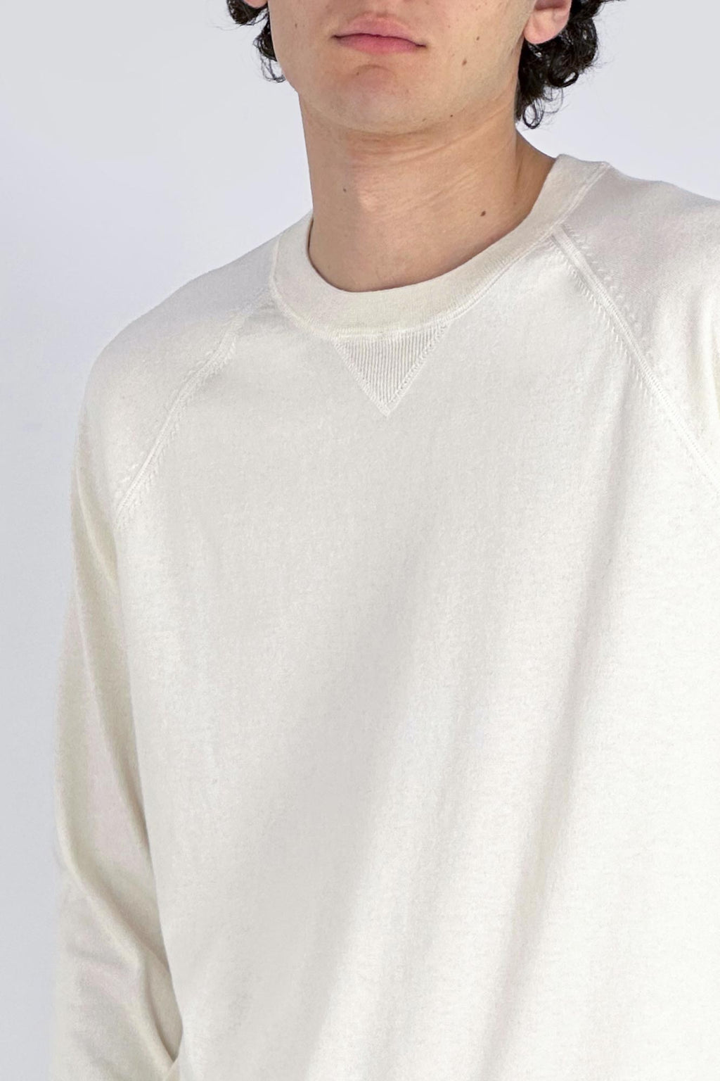 Felpa Girocollo in Cotone Cashmere Avorio