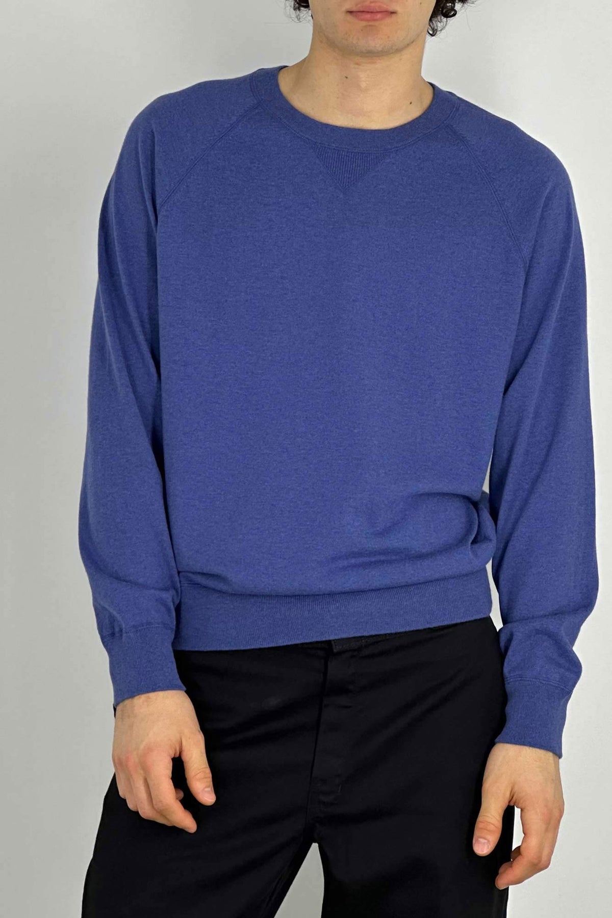Felpa Girocollo in Cotone Cashmere Denim