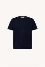Maglia Girocollo Mezza Manica in Cotone Cashmere Navy
