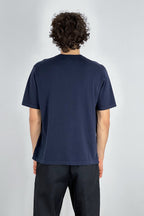 Maglia Girocollo Mezza Manica in Cotone Cashmere Navy