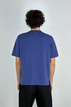Maglia Girocollo Mezza Manica in Cotone Cashmere Denim