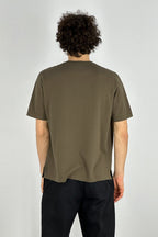 Maglia Girocollo Mezza Manica in Cotone Cashmere Color Fango