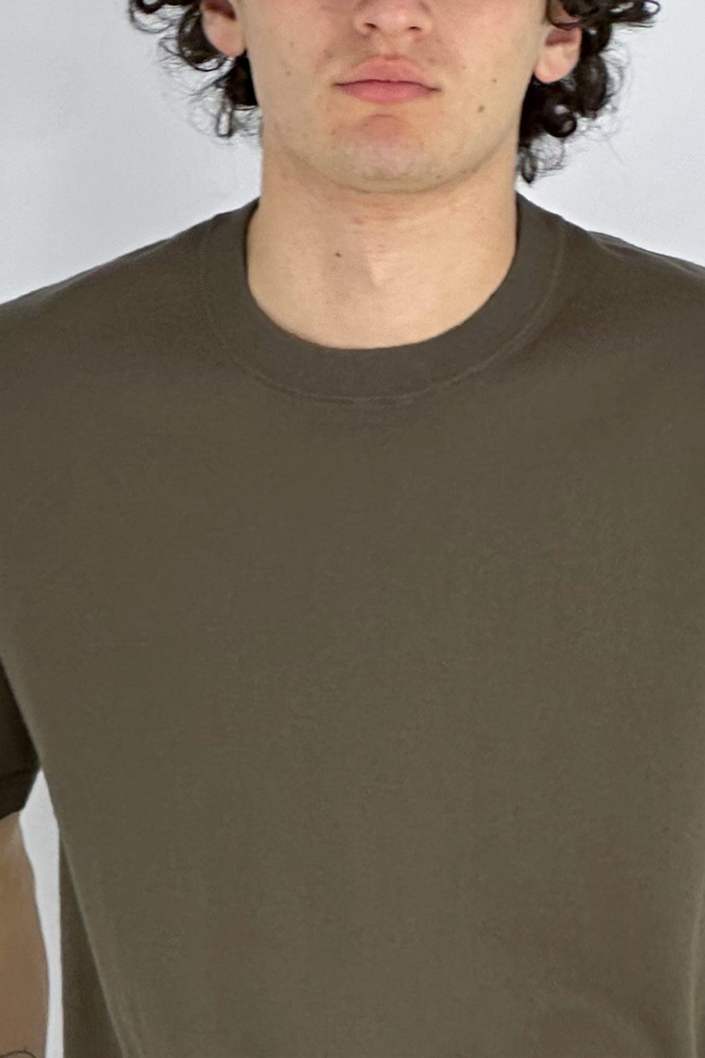 Maglia Girocollo Mezza Manica in Cotone Cashmere Color Fango