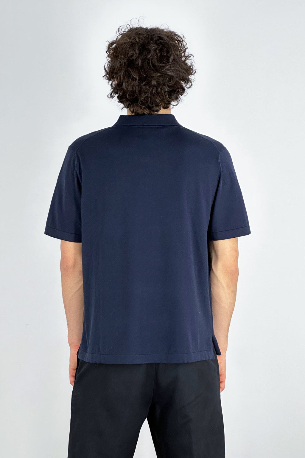 Polo Mezza Manica in Cotone Cashmere Navy
