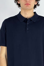 Polo Mezza Manica in Cotone Cashmere Navy