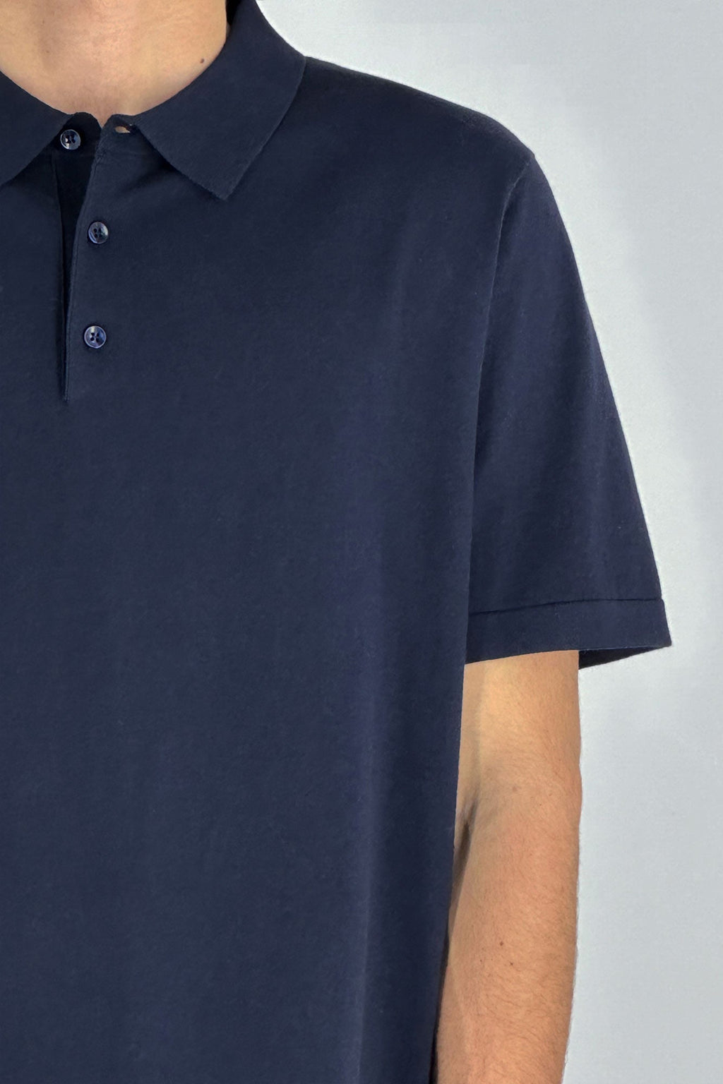 Polo Mezza Manica in Cotone Cashmere Navy