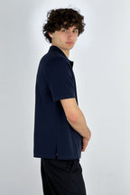 Polo Mezza Manica in Cotone Cashmere Navy