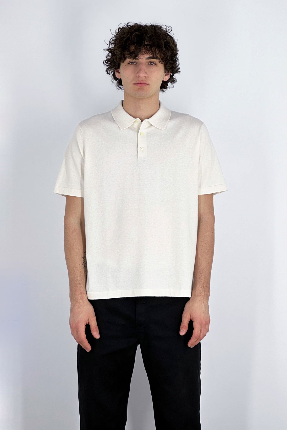 Polo Mezza Manica in Cotone Cashmere Avorio