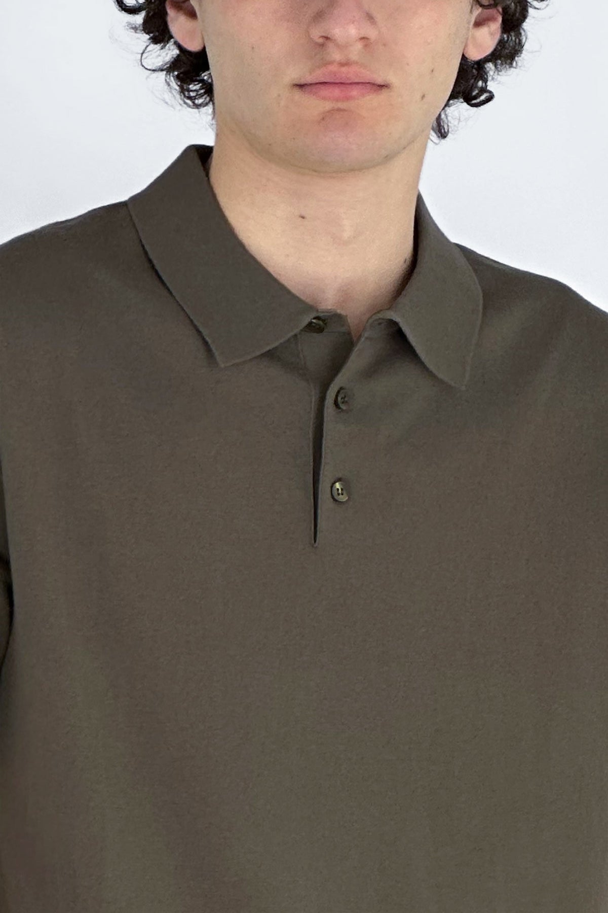 Polo Mezza Manica in Cotone Cashmere Color Fango