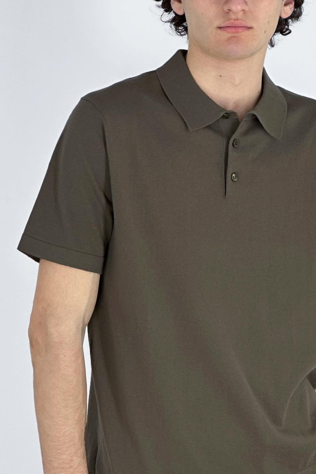 Polo Mezza Manica in Cotone Cashmere Color Fango