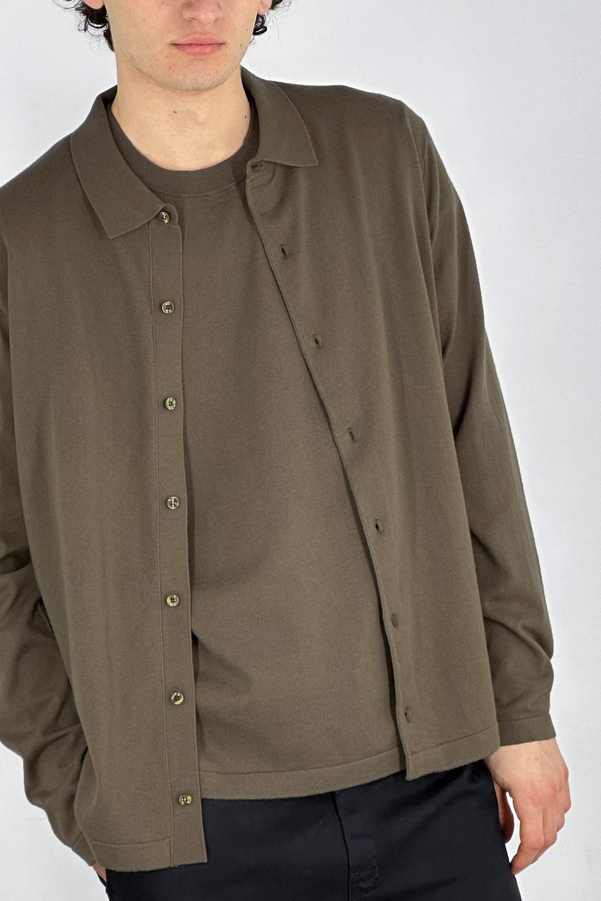 Camicia in Cotone Cashmere Color Fango