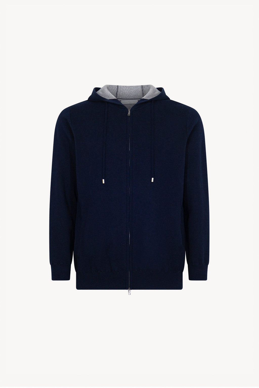 Felpa con Cappuccio in Cotone Seta Navy
